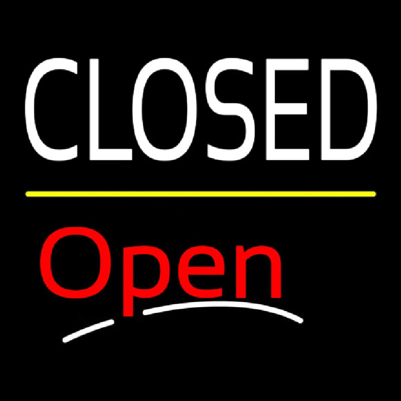 Closed Script2 Open Yellow Line Neon Sign