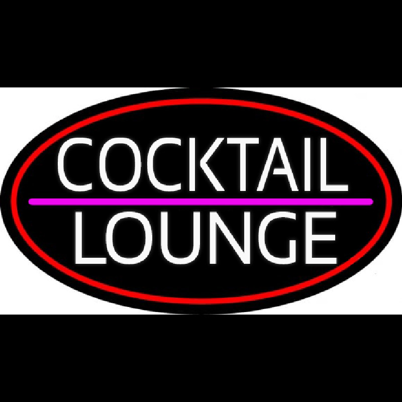Cocktail Lounge Oval With Red Border Neon Sign