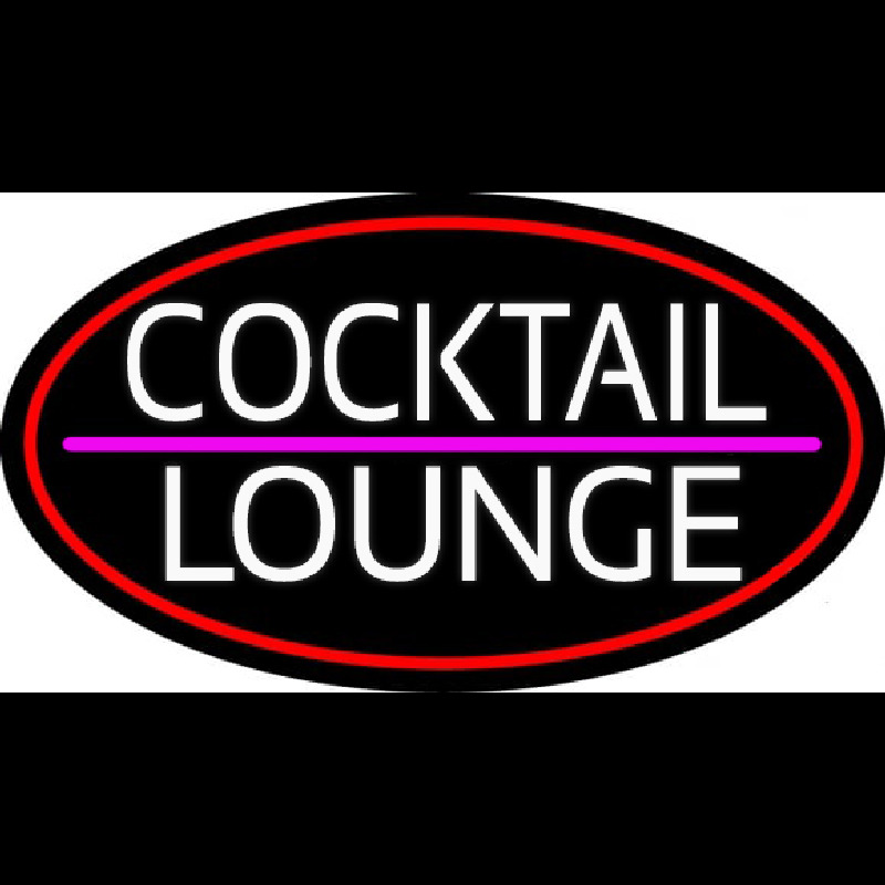 Cocktail Lounge Oval With Red Border Neon Sign