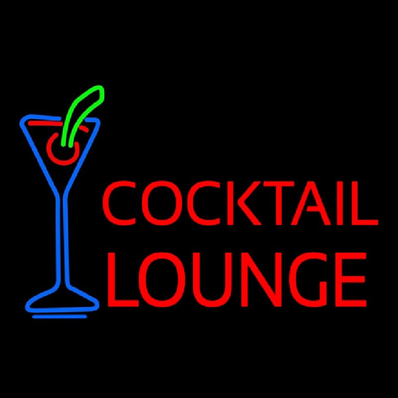 Cocktail Lounge With Martini Glass Neon Sign