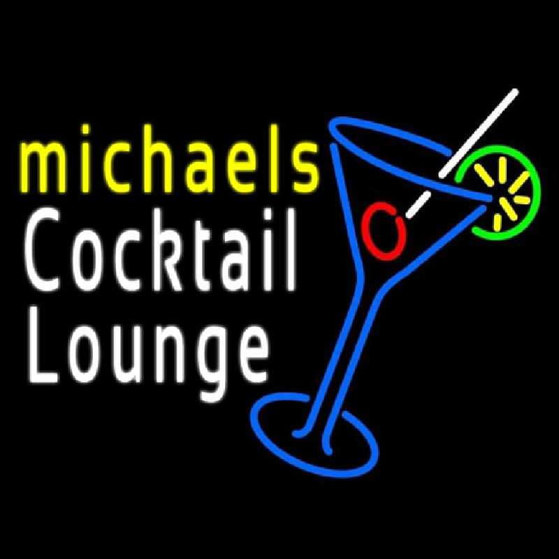 Cocktail Lounge With Martini Glass Neon Sign