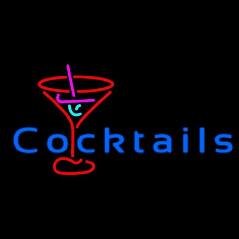 Cocktail with Red Cocktail Glass Neon Sign
