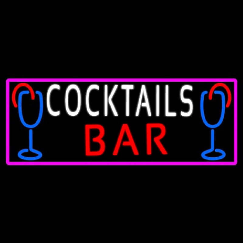 Cocktails Bar With Glass Neon Sign