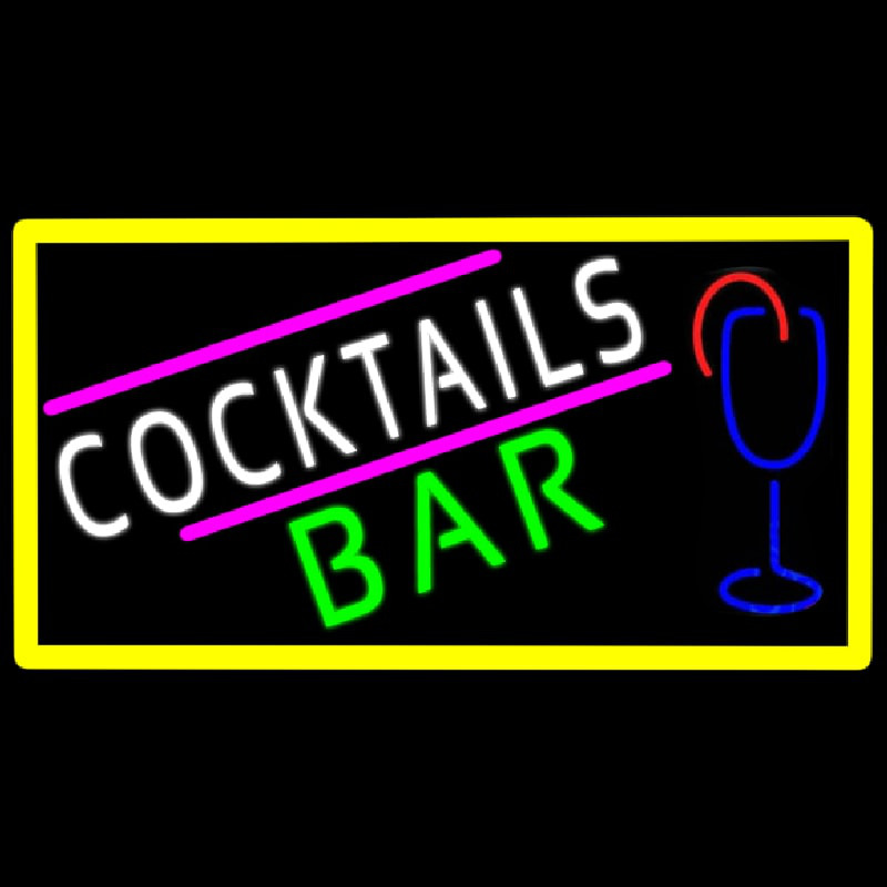 Cocktails Bar With Glass Real Neon Glass Tube Neon Sign