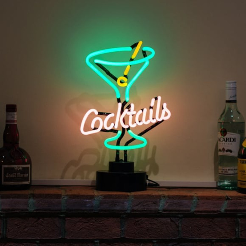 Cocktails Glass 2 Desktop Neon Sign