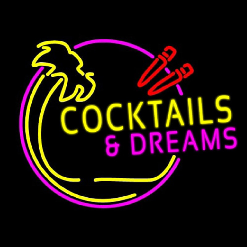 Cocktails and Dreams Bar Real Neon Glass Tube Neon Sign