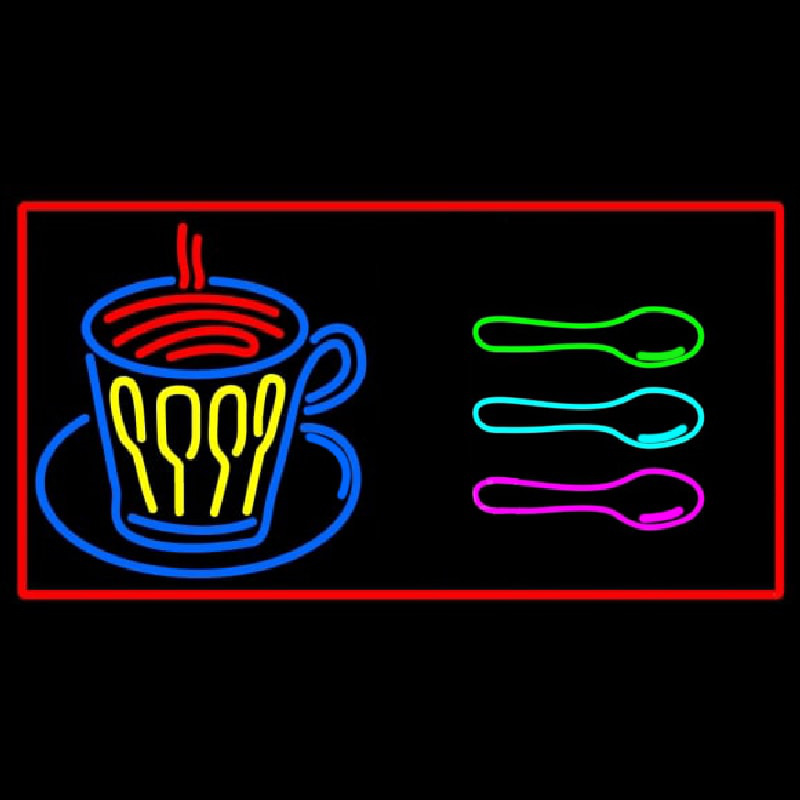 Coffee Glass With Spoon Neon Sign