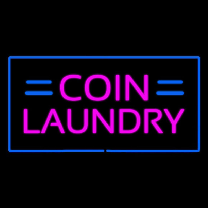Coin Laundry With Blue Border Neon Sign