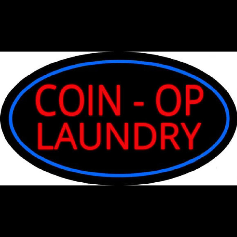 Coin Op Laundry Oval Blue Neon Sign