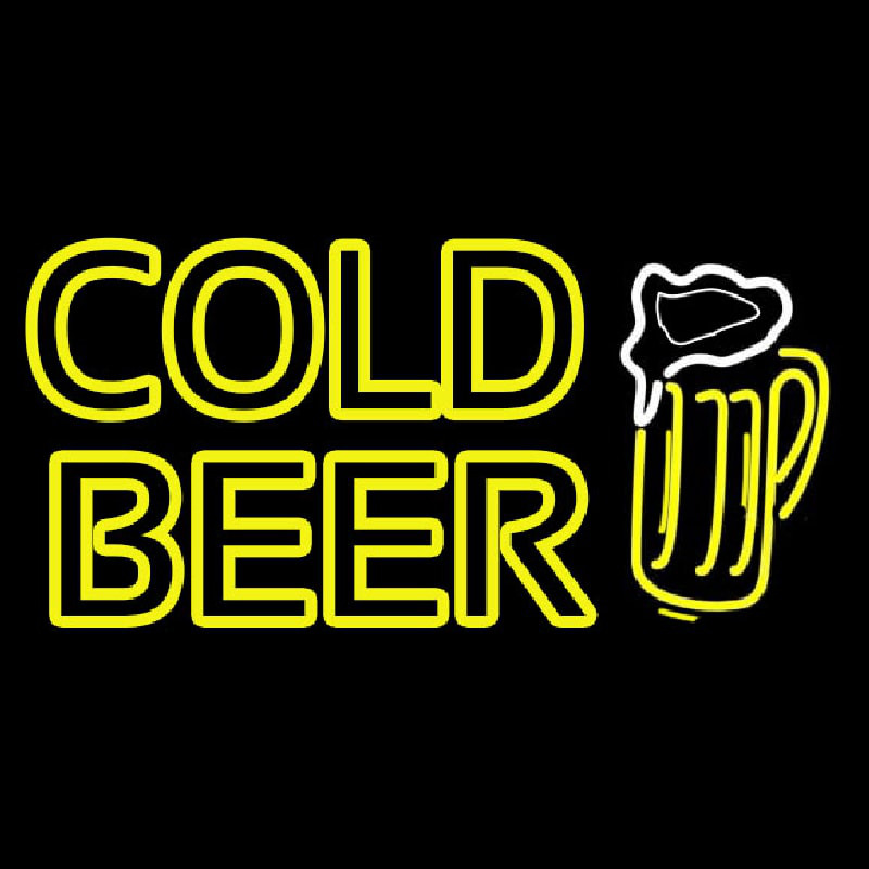 Cold Beer With Beer Mug Neon Sign