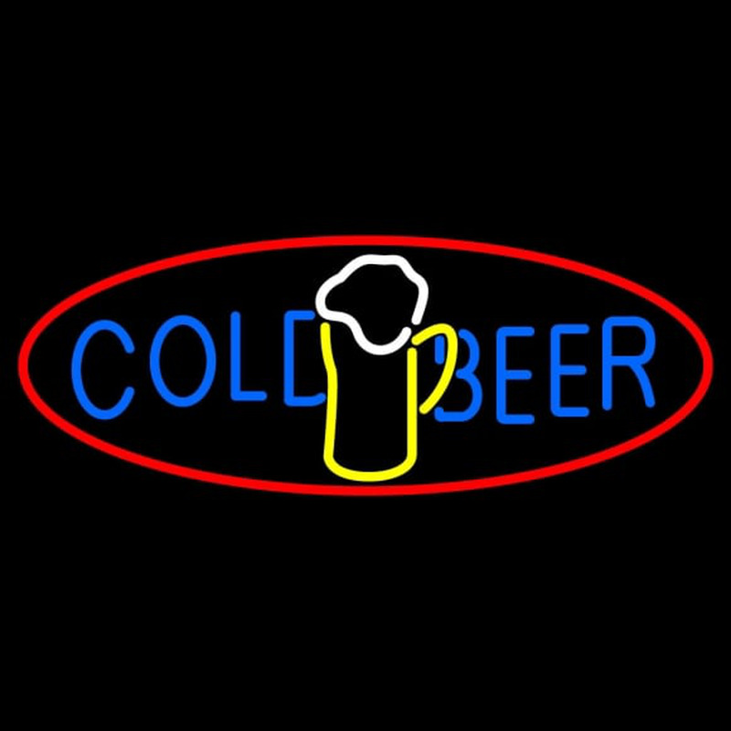 Cold Beer With Mug In Between Neon Sign