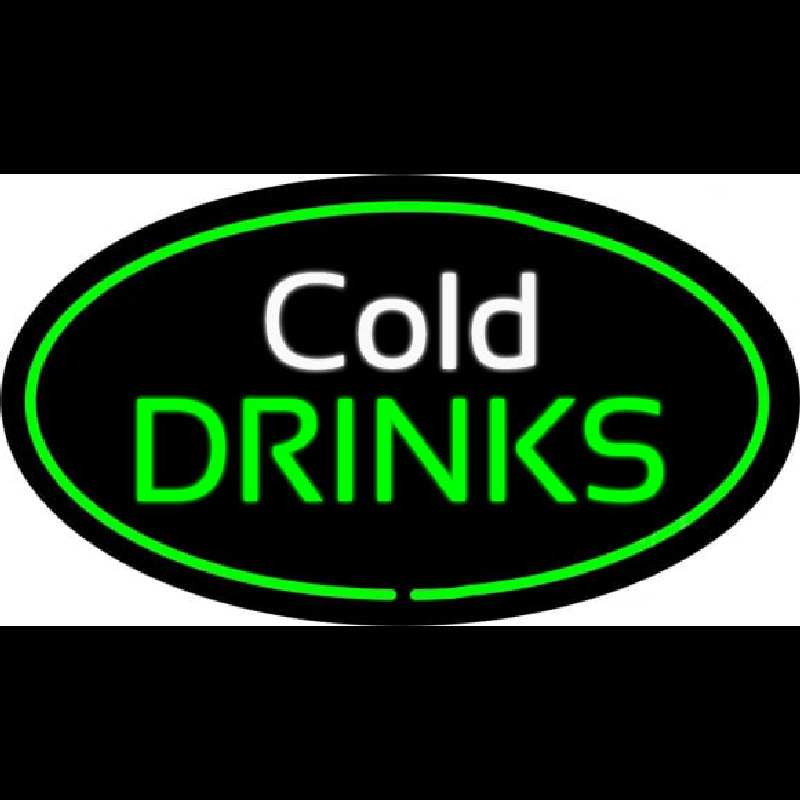 Cold Drinks Oval Green Neon Sign