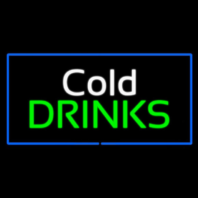 Cold Drinks Rectangle Blue Neon Sign