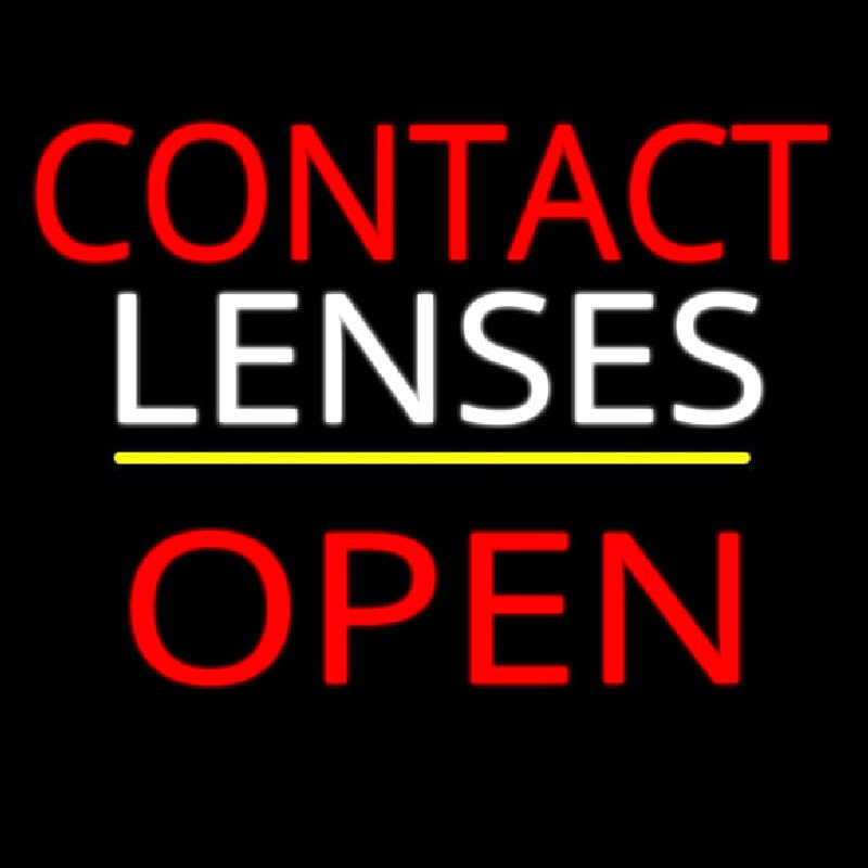 Contact Lenses Block Open Yellow Line Neon Sign