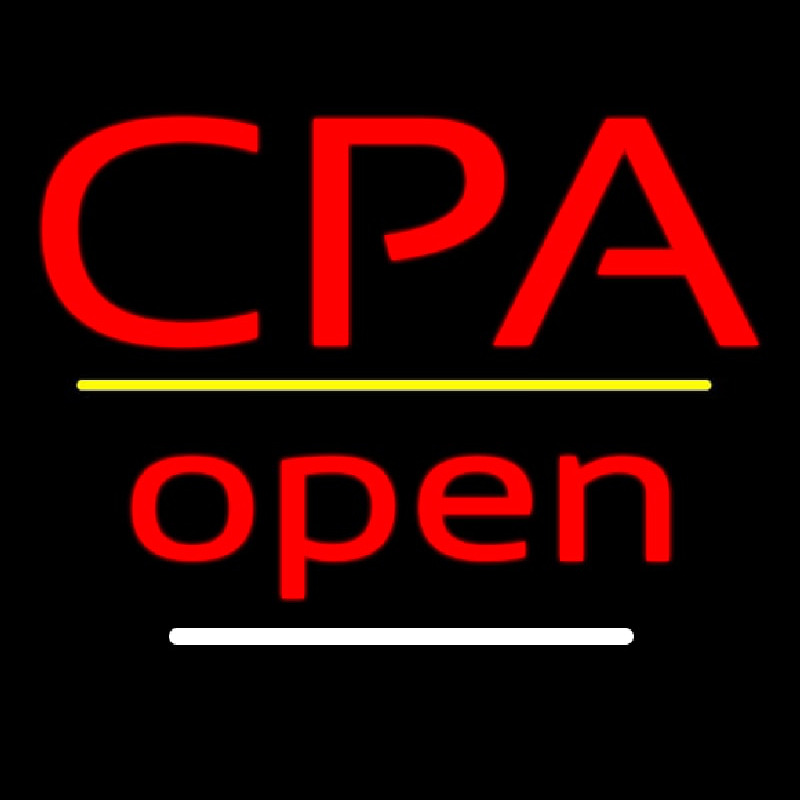 Cpa Open Yellow Line Neon Sign