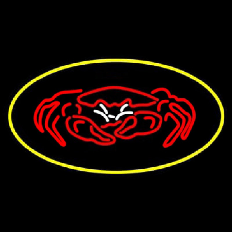 Crab Seafood Logo Oval Yellow Neon Sign