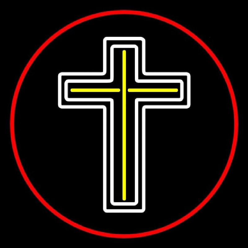 Cross Red Border Neon Sign
