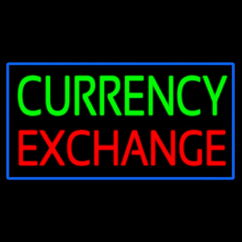 Currency E change Blue Border Neon Sign