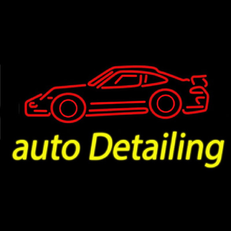 Cursive Auto Detailing With Car Logo 1 Neon Sign