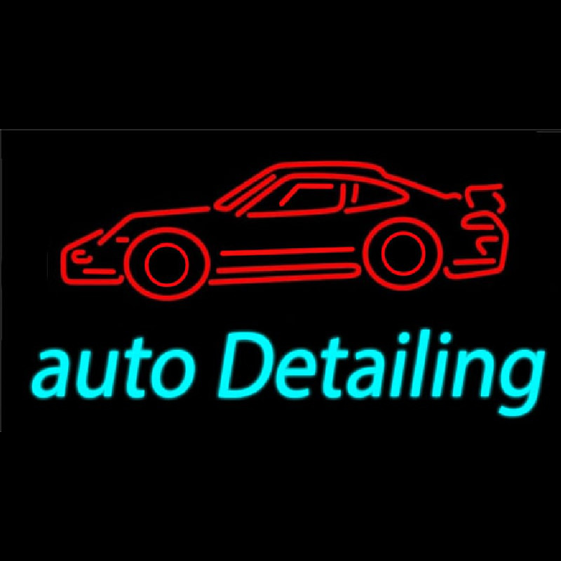 Cursive Auto Detailing With Car Logo Neon Sign