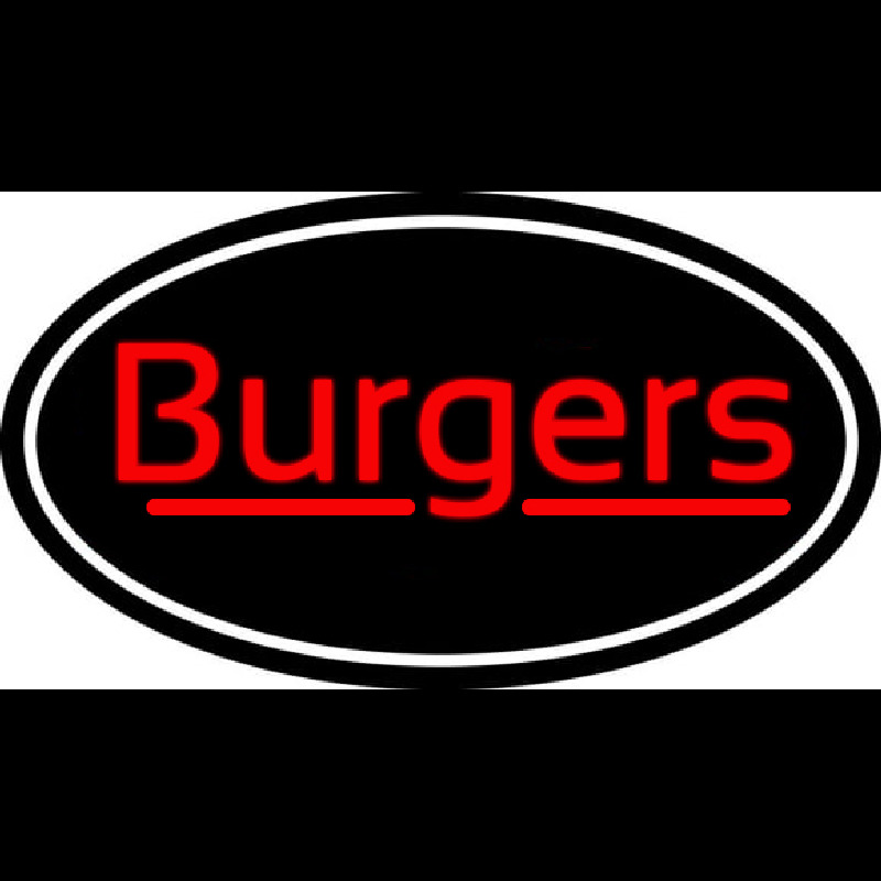 Cursive Burgers Oval Neon Sign