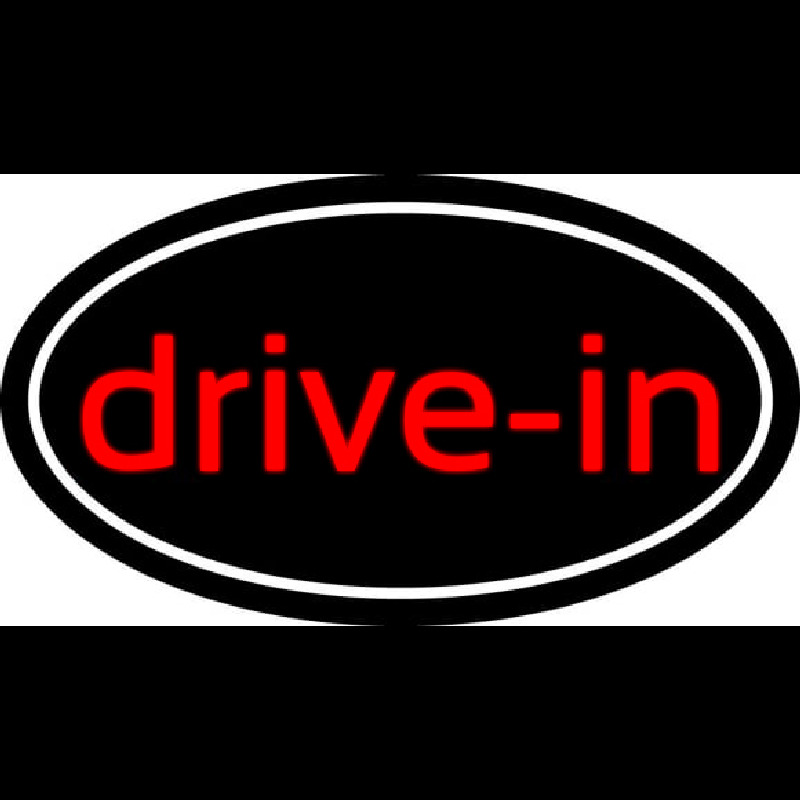 Cursive Drive In With Border Neon Sign