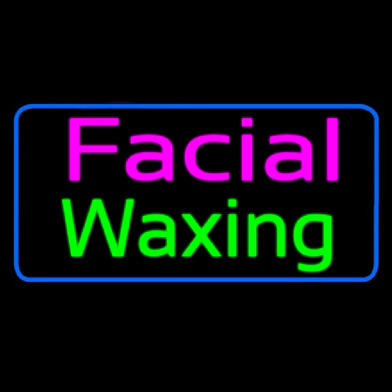 Cursive Facial Wa ing Blue Border Neon Sign