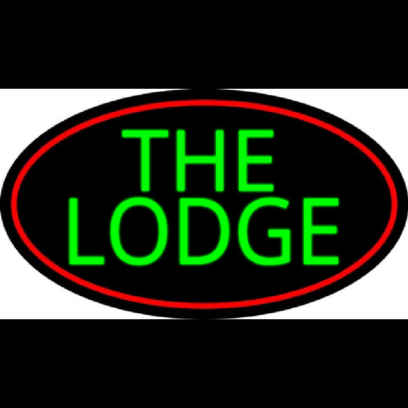 Cursive Green Lodge And Red Border Neon Sign