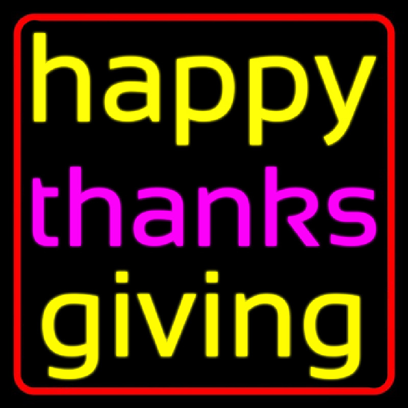 Cursive Happy Thanksgiving 2 Neon Sign