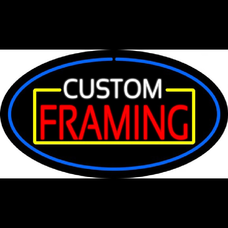 Custom Framing Blue Oval Neon Sign