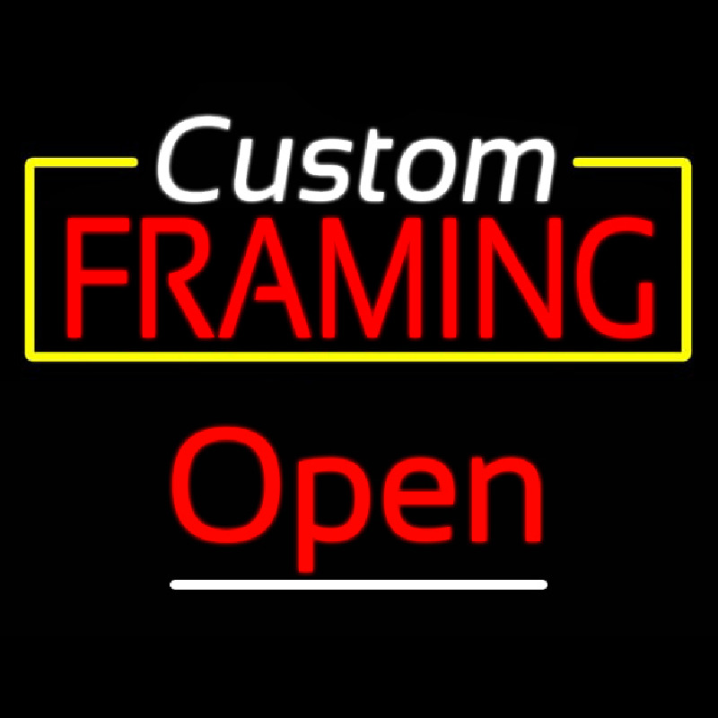Custom Framing Yellow Border Open Neon Sign