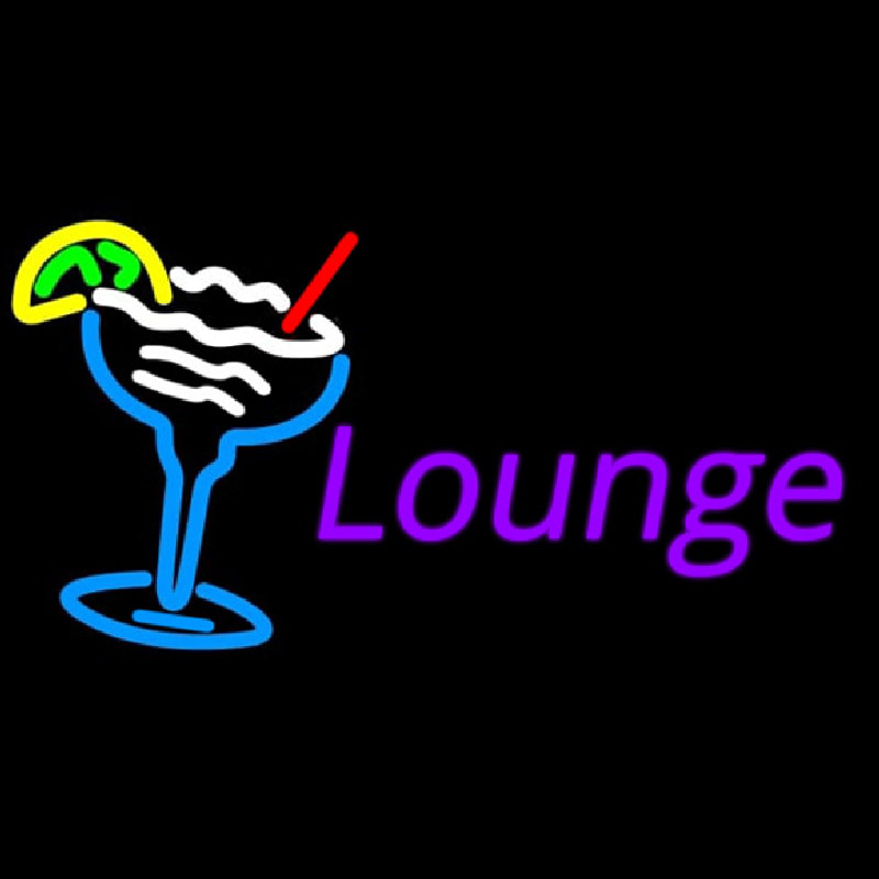 Custom Martini Glass With Lounge Neon Sign