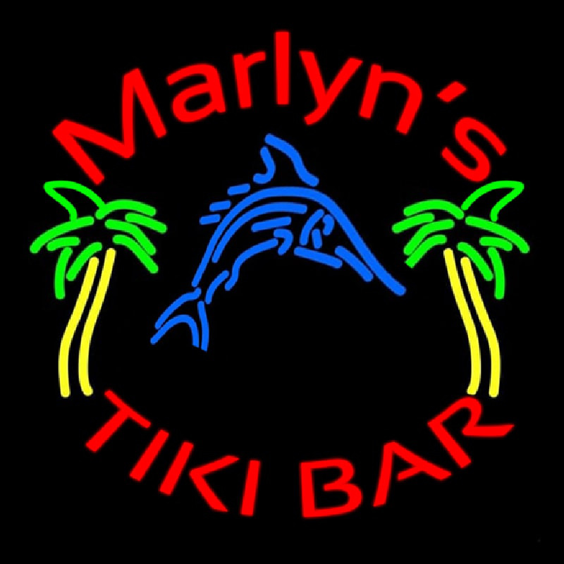 Custom Tiki Bar With Shark and Two Neon Sign