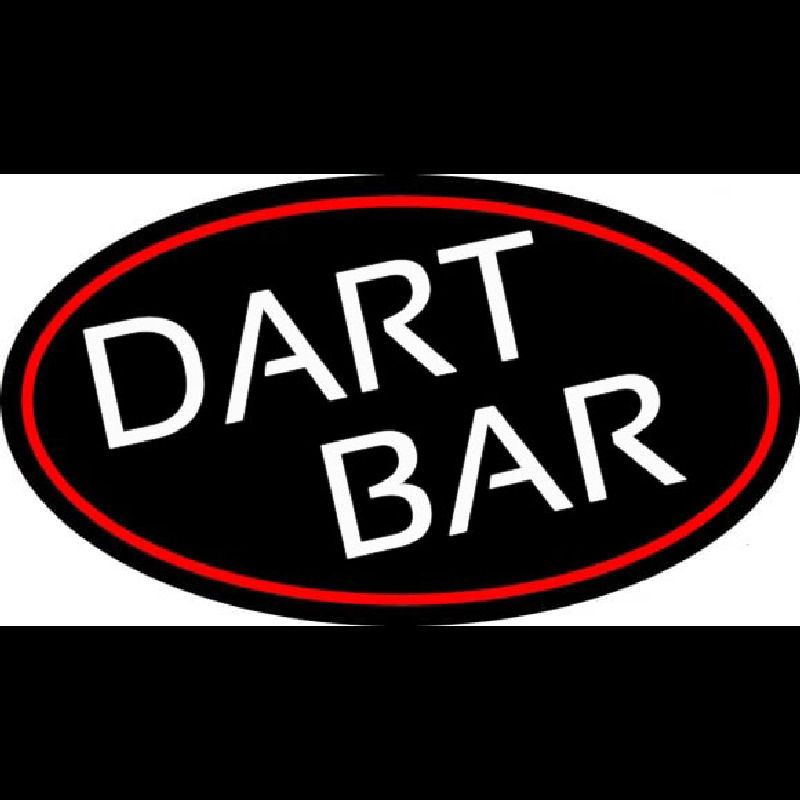 Dart Bar With Oval With Red Border Neon Sign