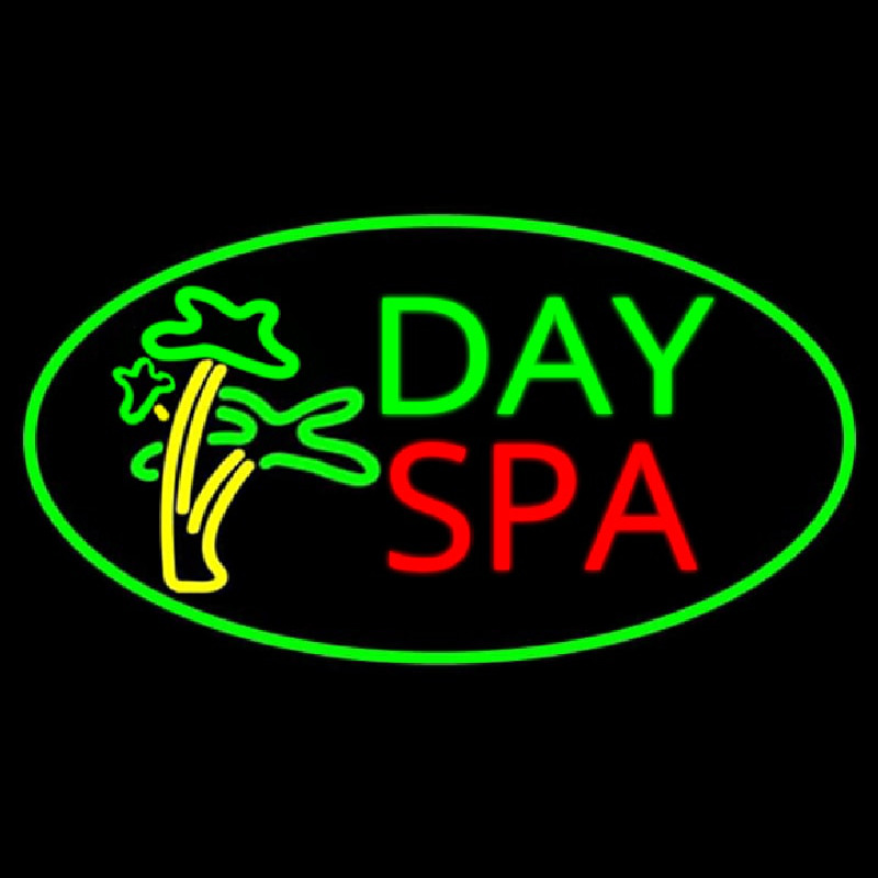 Day Spa With Palm Trees Neon Sign