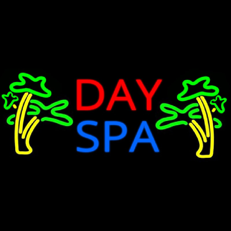 Day Spa With Palm Trees Neon Sign