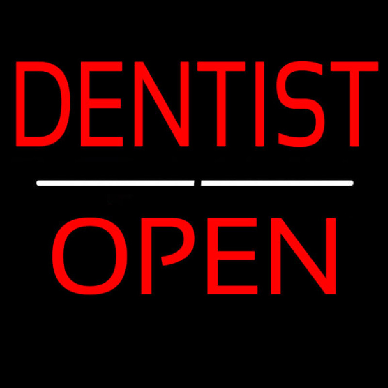 Dentist Open White Line Neon Sign