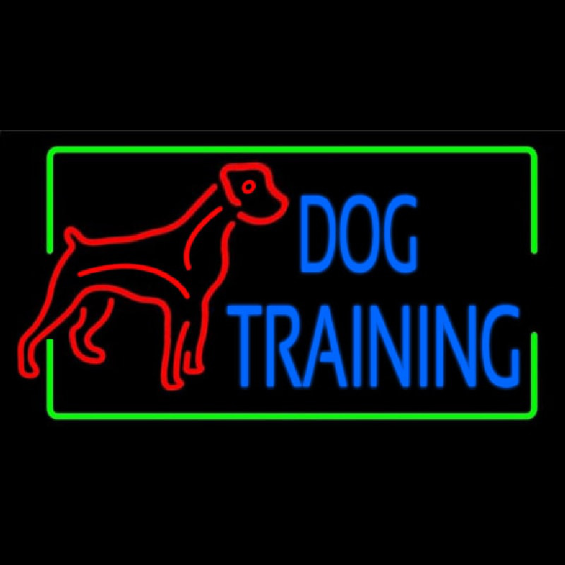 Dog Training Green Border 2 Neon Sign