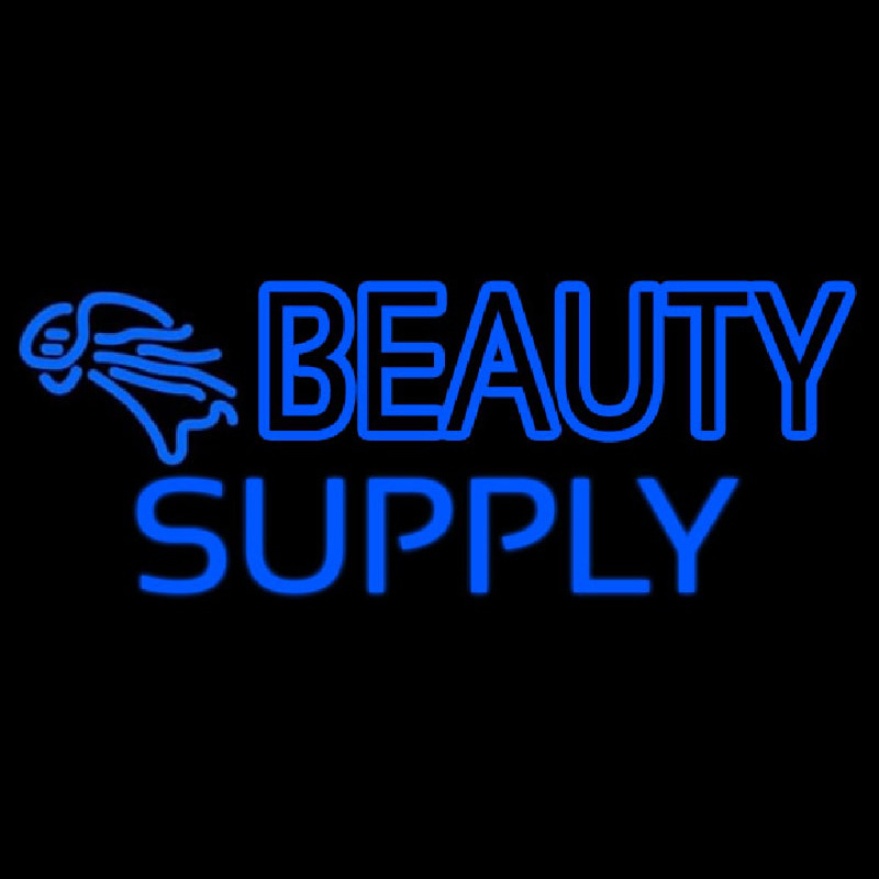 Double Stroke Blue Beauty Supply Neon Sign