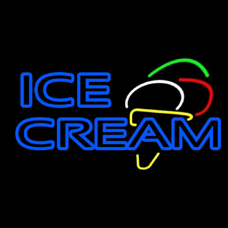 Double Stroke Blue Ice Cream Cone Neon Sign