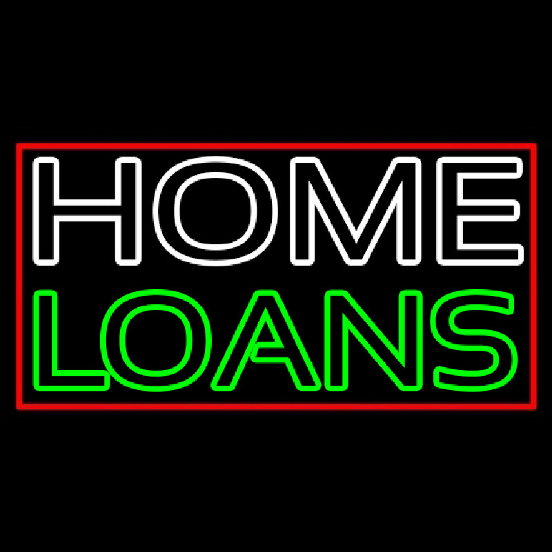 Double Stroke Home Loans With Red Border Neon Sign