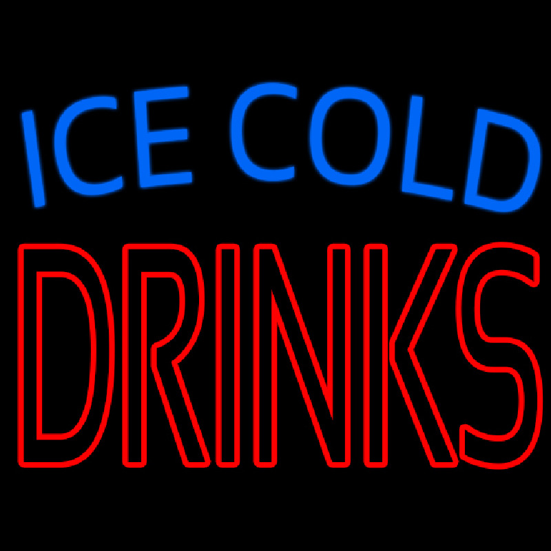 Double Stroke Ice Cold Drinks Neon Sign