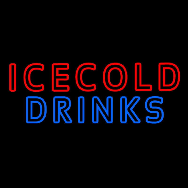 Double Stroke Ice Cold Drinks Neon Sign