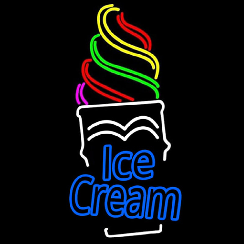 Double Stroke Ice Cream Cone Neon Sign