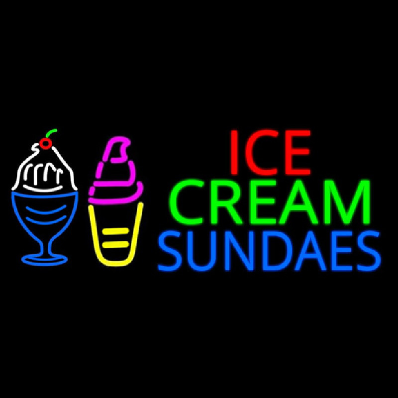 Double Stroke Ice Cream Sundaes Neon Sign