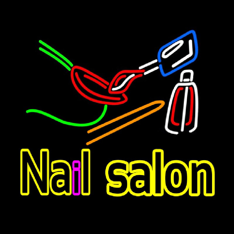 Double Stroke Nail Salon Logo Neon Sign