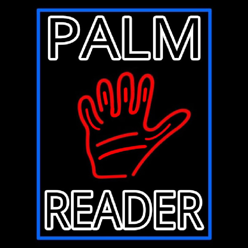 Double Stroke Palm Reader With Border Neon Sign