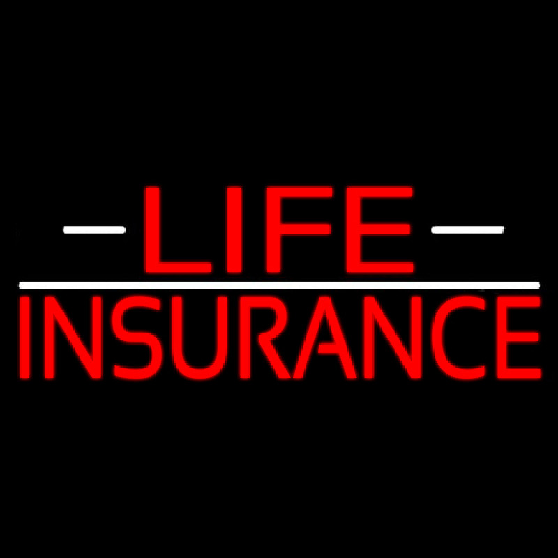 Double Stroke Red Life Insurance With White Lines Neon Sign