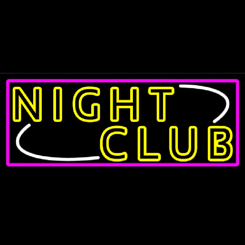 Double Stroke Yellow Night Club Pink Border Neon Sign