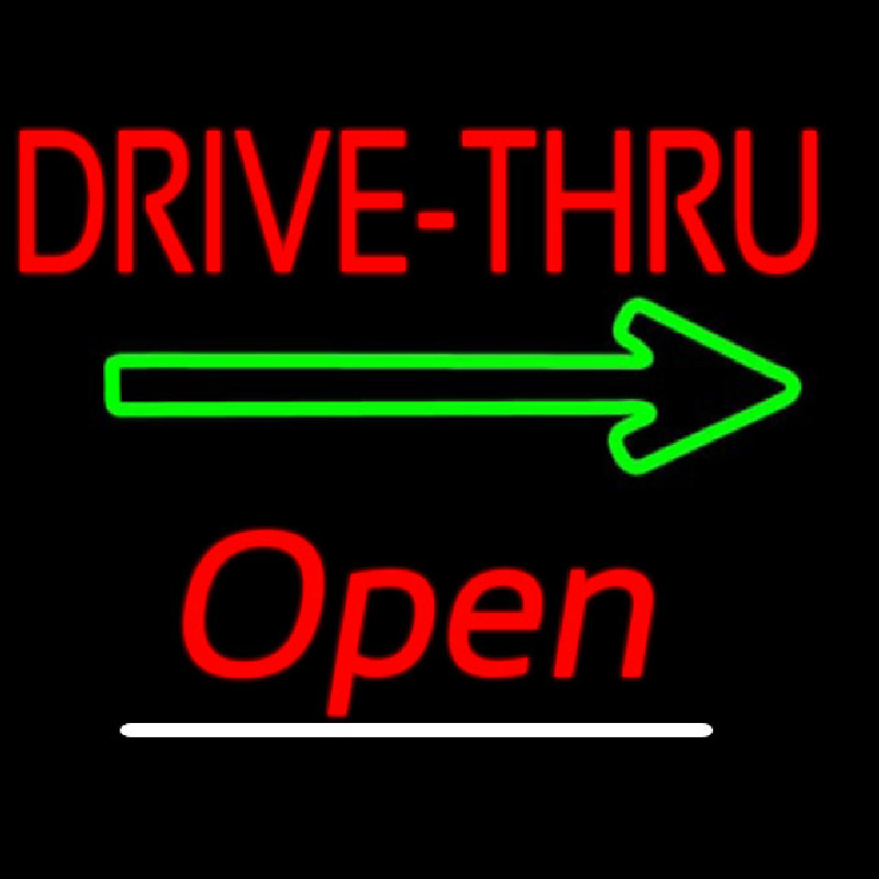 Drive Thru Open White Line Neon Sign